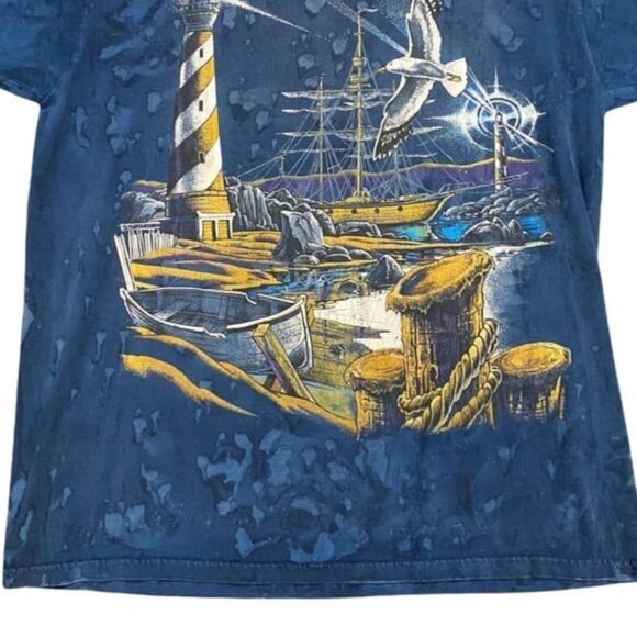 Vintage Ragtops Sportswear Tshirt Lighthouse Nautical Marbled Tie Dye USA Made M - Picture 5 of 10